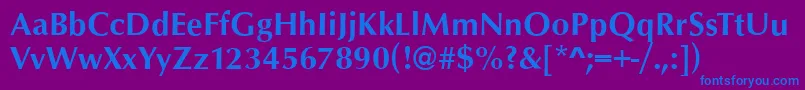 フォントOpusBold – 紫色の背景に青い文字