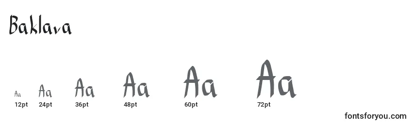 Baklava Font Sizes