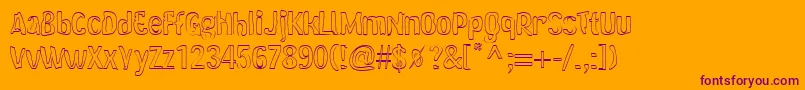 DoggystyleBarkbark-Schriftart – Violette Schriften auf orangefarbenem Hintergrund