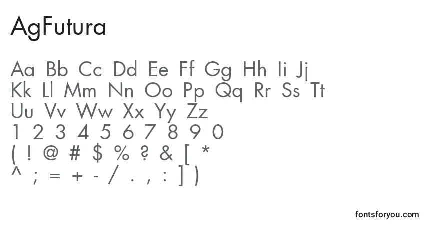 Шрифт AgFutura – алфавит, цифры, специальные символы