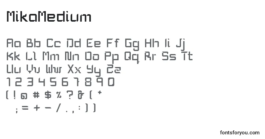 A fonte MikaMedium – alfabeto, números, caracteres especiais