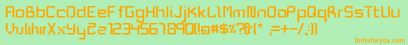 フォントMikaMedium – オレンジの文字が緑の背景にあります。