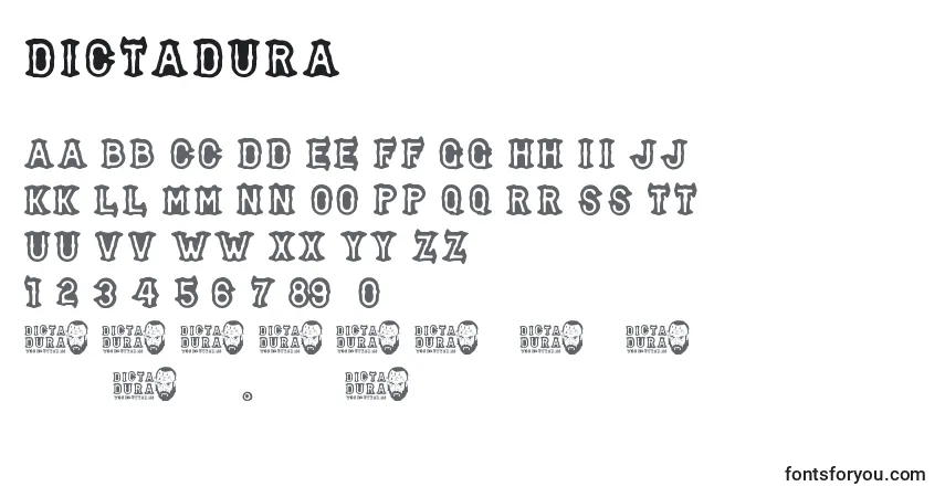 Шрифт Dictadura – алфавит, цифры, специальные символы