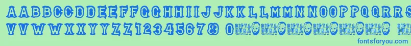 Dictadura Font – Blue Fonts on Green Background