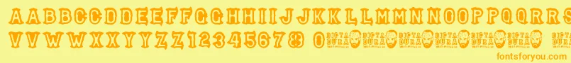 Dictadura Font – Orange Fonts on Yellow Background