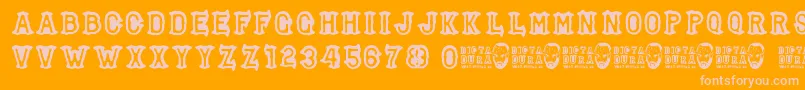Dictadura Font – Pink Fonts on Orange Background