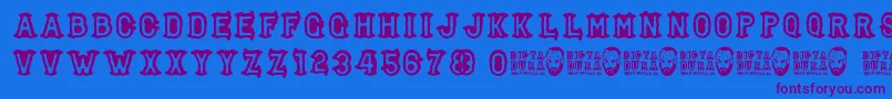 Dictadura Font – Purple Fonts on Blue Background