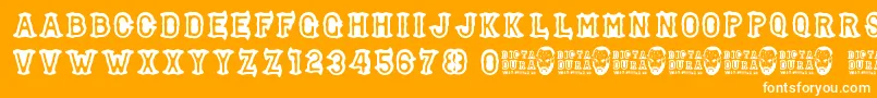 Dictadura Font – White Fonts on Orange Background