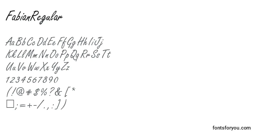 Schriftart FabianRegular – Alphabet, Zahlen, spezielle Symbole
