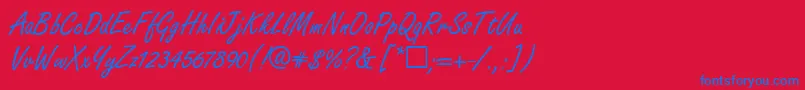 FabianRegular Font – Blue Fonts on Red Background