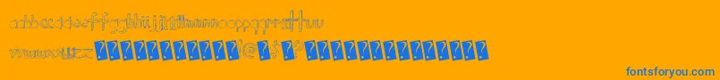 Blockparty-Schriftart – Blaue Schriften auf orangefarbenem Hintergrund