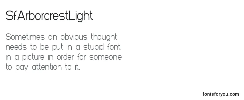 Review of the SfArborcrestLight Font