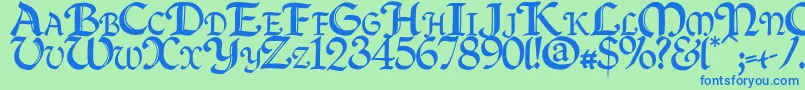 Quillc Font – Blue Fonts on Green Background