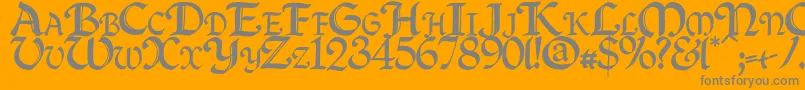 Quillc-Schriftart – Graue Schriften auf orangefarbenem Hintergrund