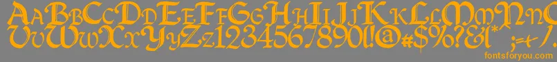 Quillc-Schriftart – Orangefarbene Schriften auf grauem Hintergrund