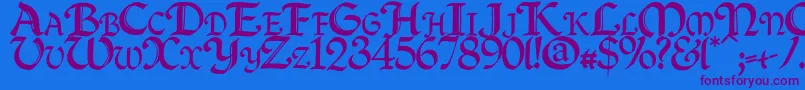 Quillc Font – Purple Fonts on Blue Background