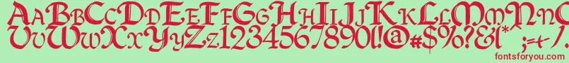 Quillc Font – Red Fonts on Green Background