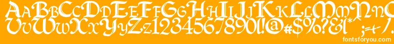 Quillc-Schriftart – Weiße Schriften auf orangefarbenem Hintergrund