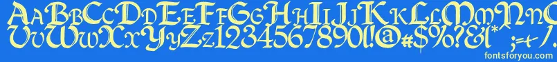 Quillc Font – Yellow Fonts on Blue Background