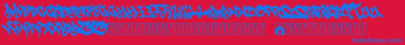 Eskis-Schriftart – Blaue Schriften auf rotem Hintergrund