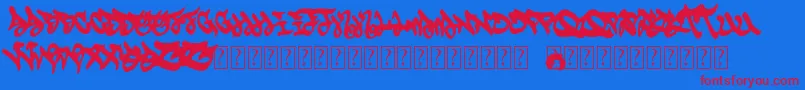 Eskis-Schriftart – Rote Schriften auf blauem Hintergrund