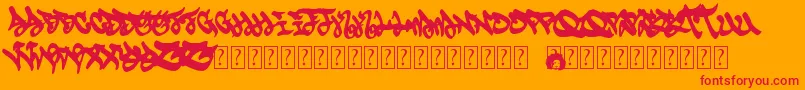 フォントEskis – オレンジの背景に赤い文字