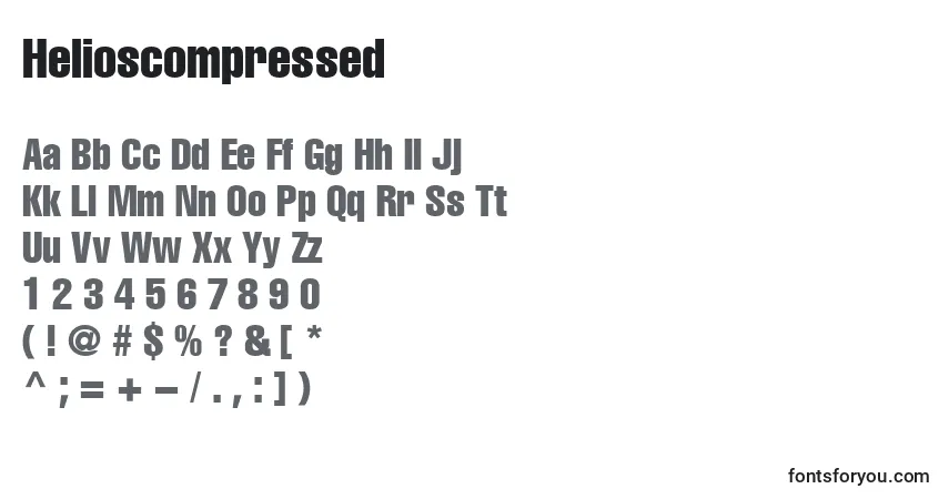 Helioscompressed-fontti – aakkoset, numerot, erikoismerkit