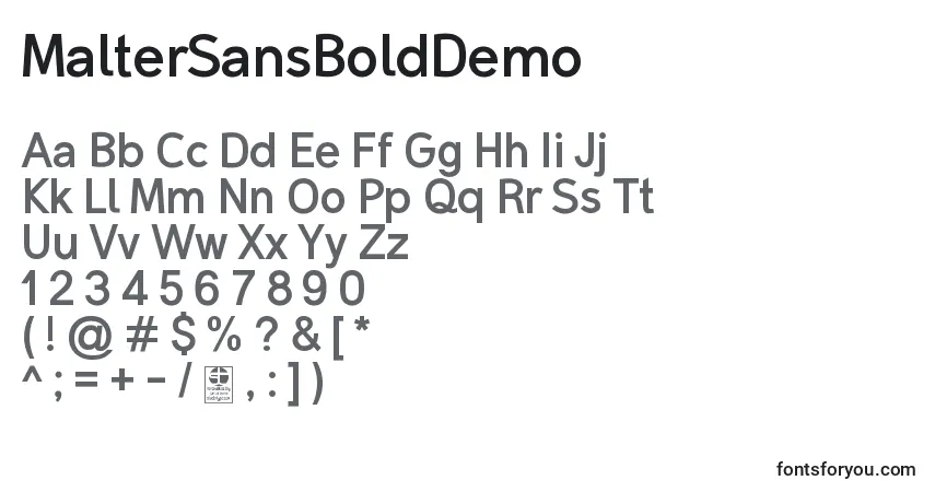 Шрифт MalterSansBoldDemo – алфавит, цифры, специальные символы