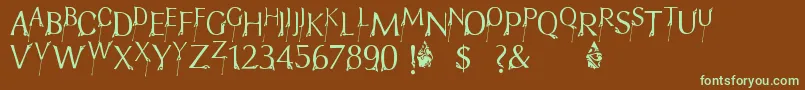 FtfIndonesianaBramanangkoeRepackage-fontti – vihreät fontit ruskealla taustalla