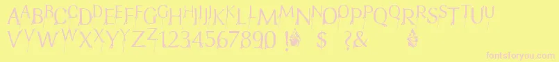 FtfIndonesianaBramanangkoeRepackage-fontti – vaaleanpunaiset fontit keltaisella taustalla