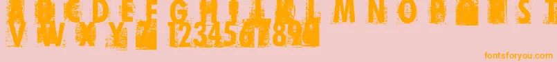 PrintError-Schriftart – Orangefarbene Schriften auf rosa Hintergrund