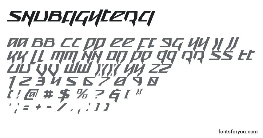 Schriftart Snubfighterci – Alphabet, Zahlen, spezielle Symbole