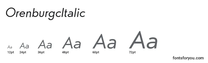 Размеры шрифта OrenburgcItalic