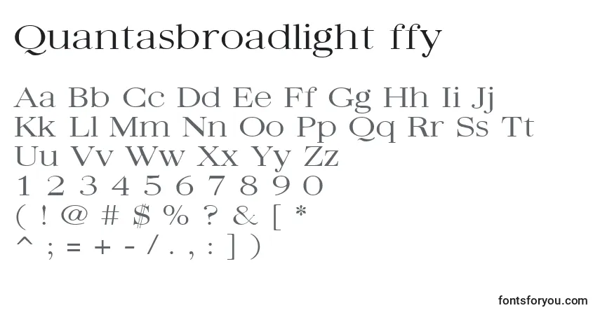 A fonte Quantasbroadlight ffy – alfabeto, números, caracteres especiais