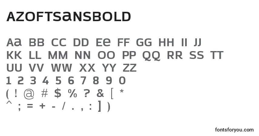 Шрифт AzoftSansBold – алфавит, цифры, специальные символы