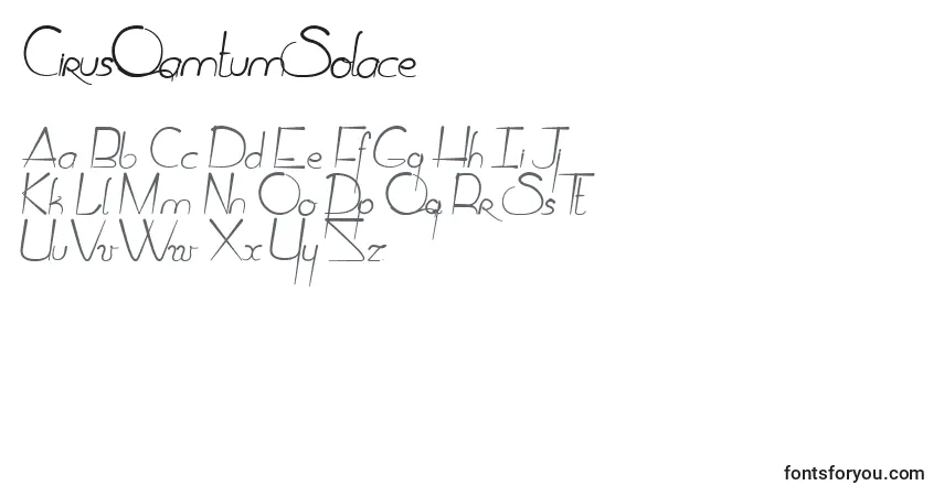 Czcionka CirusQamtumSolace – alfabet, cyfry, specjalne znaki