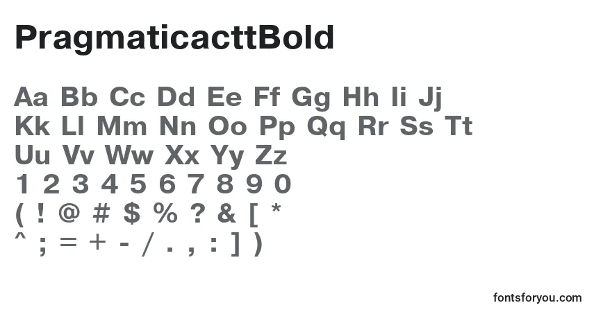 Schriftart PragmaticacttBold – Alphabet, Zahlen, spezielle Symbole