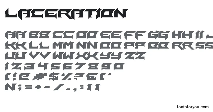 Schriftart Laceration – Alphabet, Zahlen, spezielle Symbole