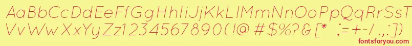 QuicksandLightOblique Font – Red Fonts on Yellow Background