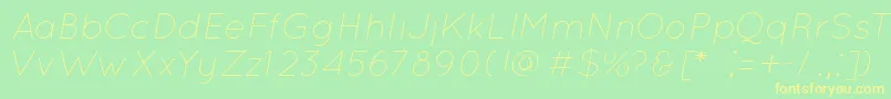 QuicksandLightOblique Font – Yellow Fonts on Green Background