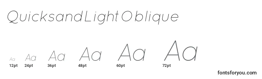 Размеры шрифта QuicksandLightOblique