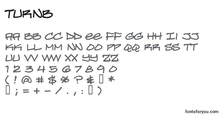Czcionka Turnb – alfabet, cyfry, specjalne znaki