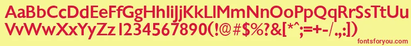 ChantillyserialMediumRegular-fontti – punaiset fontit keltaisella taustalla