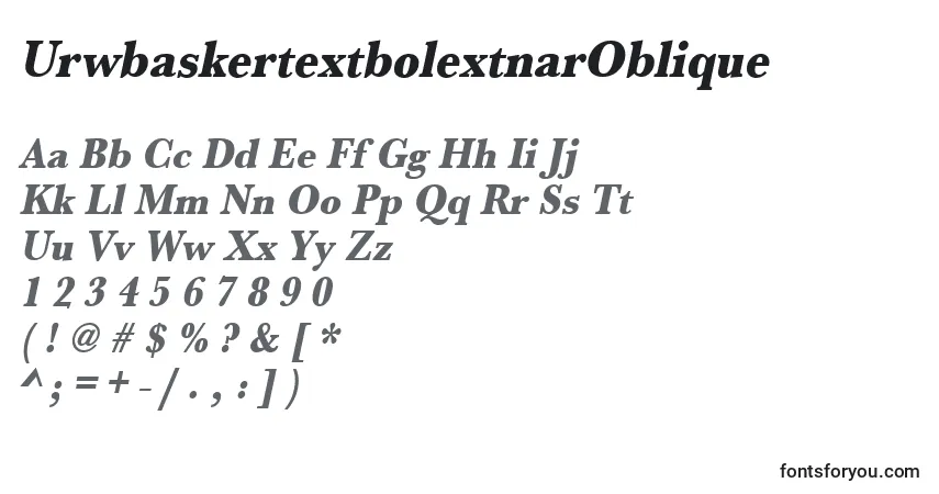 Schriftart UrwbaskertextbolextnarOblique – Alphabet, Zahlen, spezielle Symbole