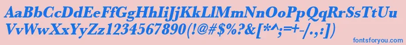 フォントUrwbaskertextbolextnarOblique – ピンクの背景に青い文字