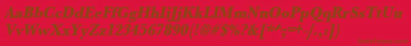 フォントUrwbaskertextbolextnarOblique – 赤い背景に茶色の文字