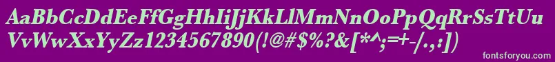 UrwbaskertextbolextnarOblique-fontti – vihreät fontit violetilla taustalla