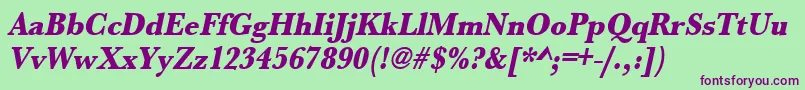 UrwbaskertextbolextnarOblique Font – Purple Fonts on Green Background