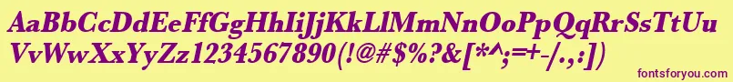 UrwbaskertextbolextnarOblique Font – Purple Fonts on Yellow Background