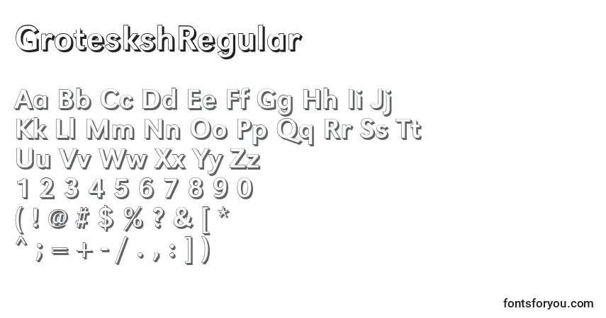 Schriftart GroteskshRegular – Alphabet, Zahlen, spezielle Symbole
